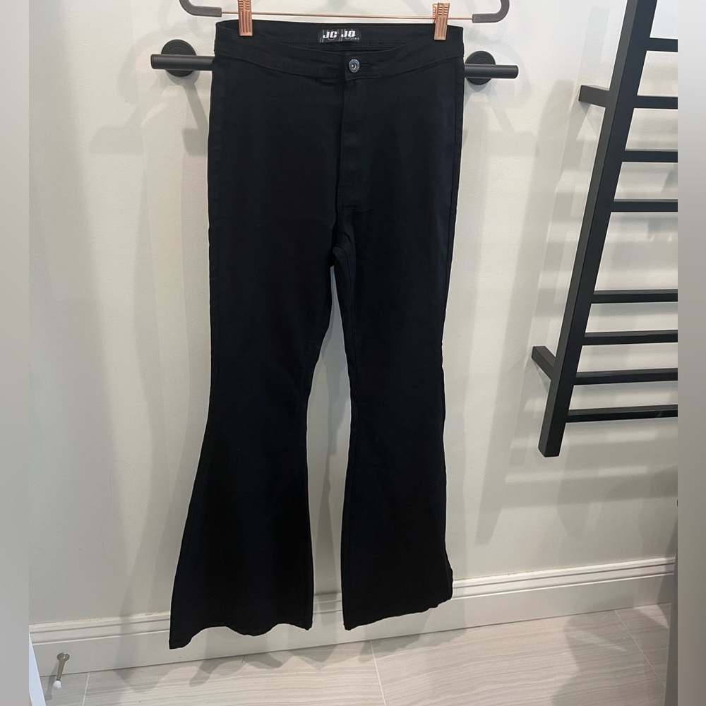 High waisted black bell bottoms